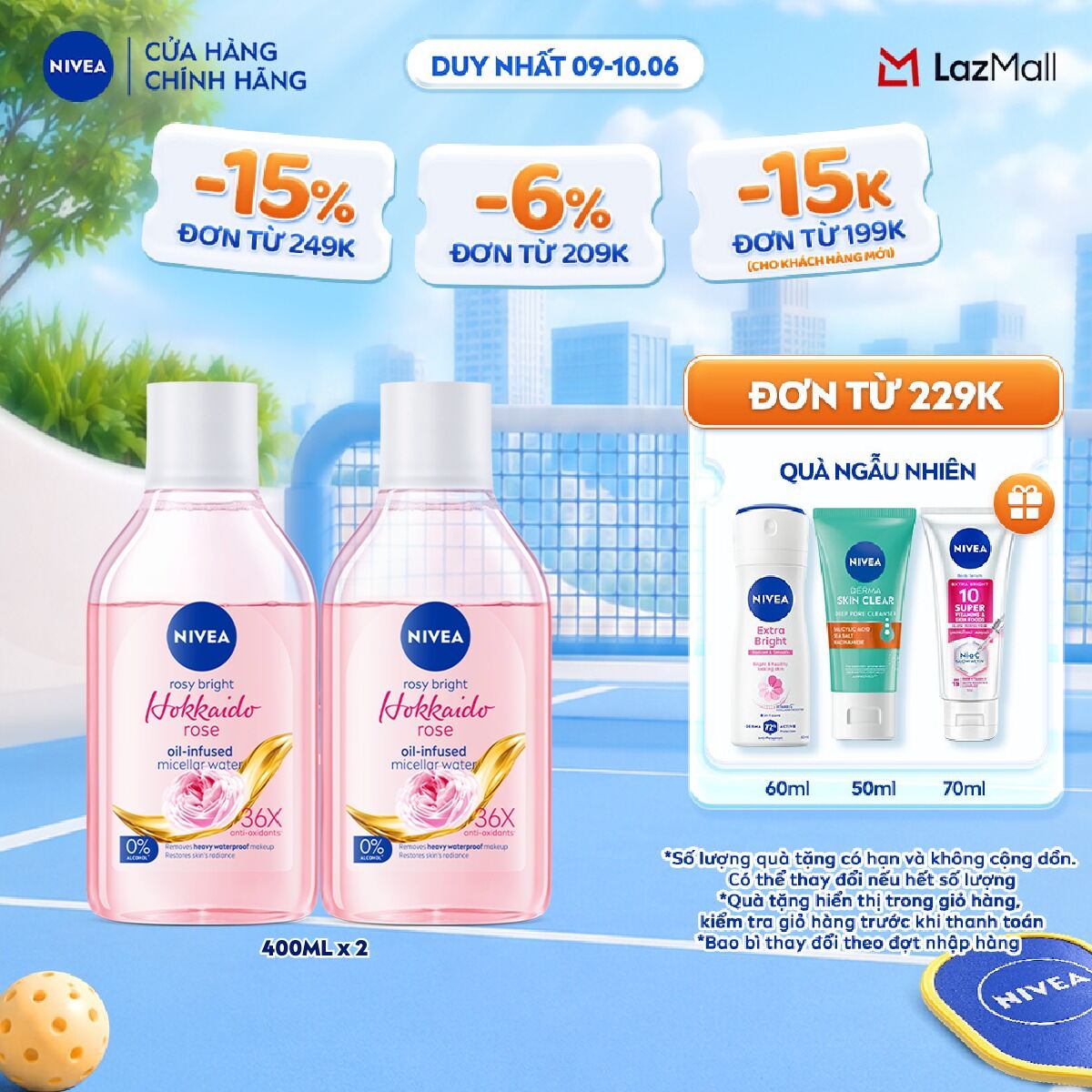 Bộ 2 Nước Tẩy Trang NIVEA Chiết Xuất Hoa Hồng Hokkaido Dưỡng Ẩm | Không Khô Da (125 ml/ 400ml) - 86550