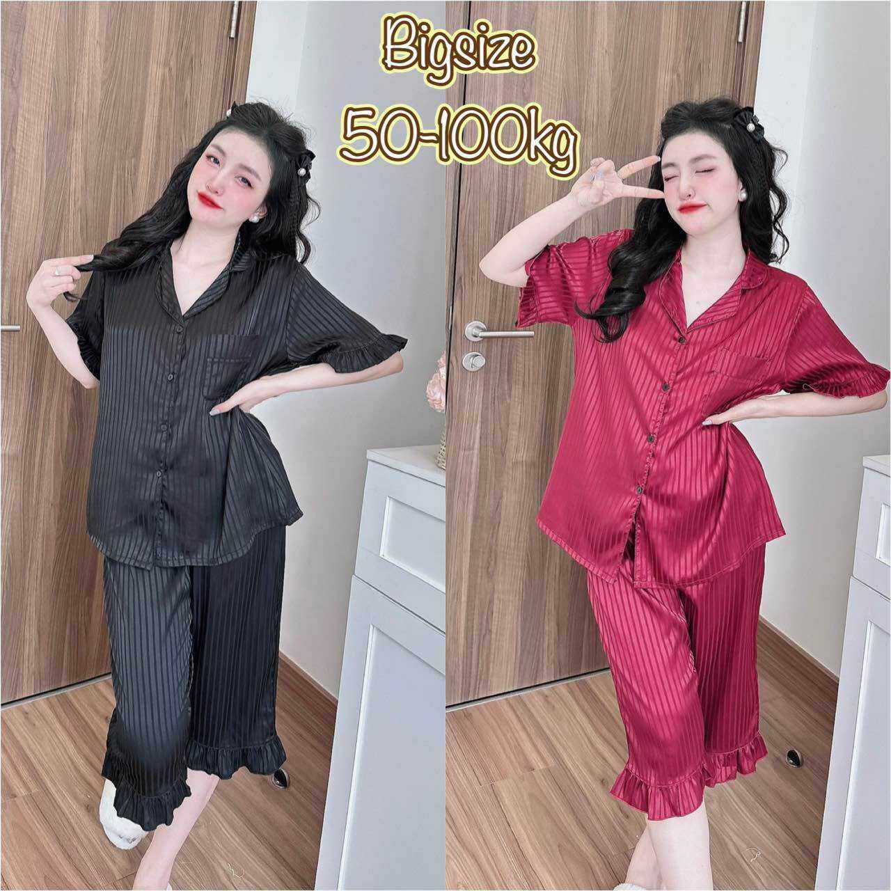 Đồ Bộ Bigsize 50-100kg Lụa Gấm Cao Cấp - Chất mát, Form Bigsize, Hot Trend