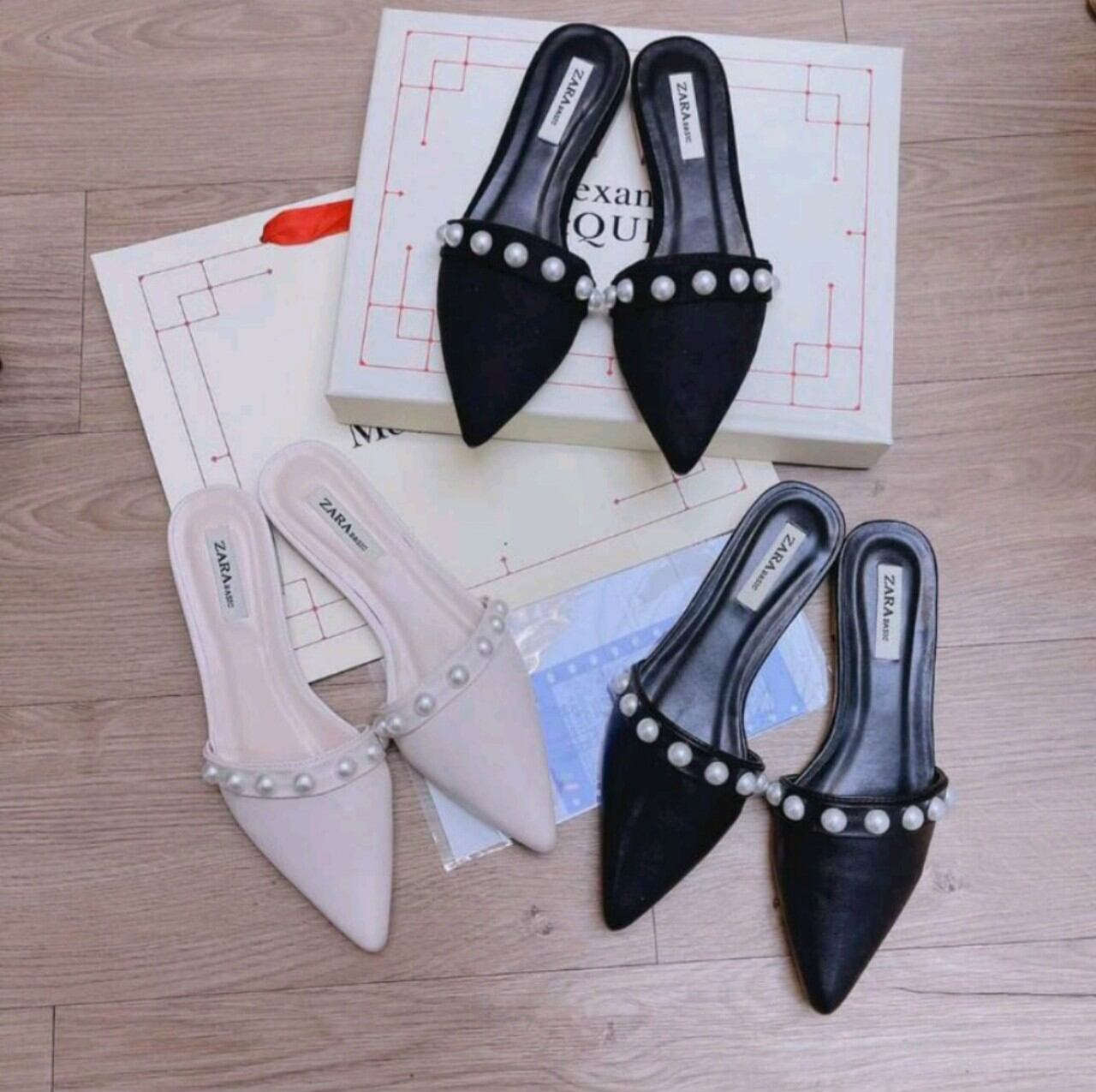 Giày sục trân châu nữ đế bệt đủ bigsize 35 đến 45