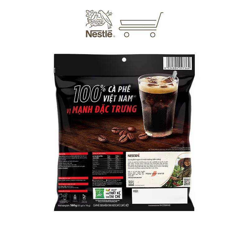 Cà phê đen Nescafé Việt (Túi 35 gói x 16g)