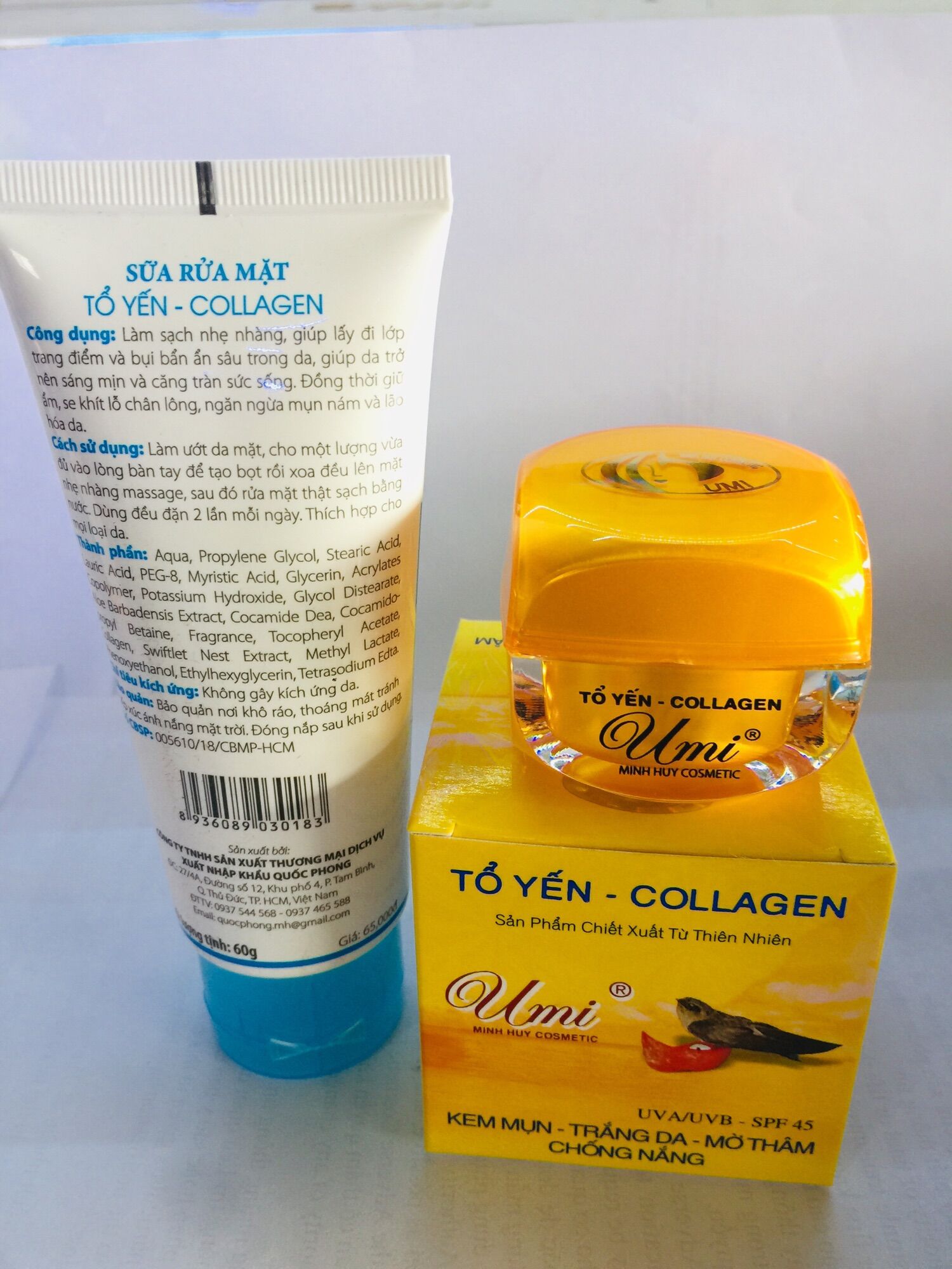 [HCM]Combo kem UMI yến đỏ mụn thâm và sữa rửa mặt
