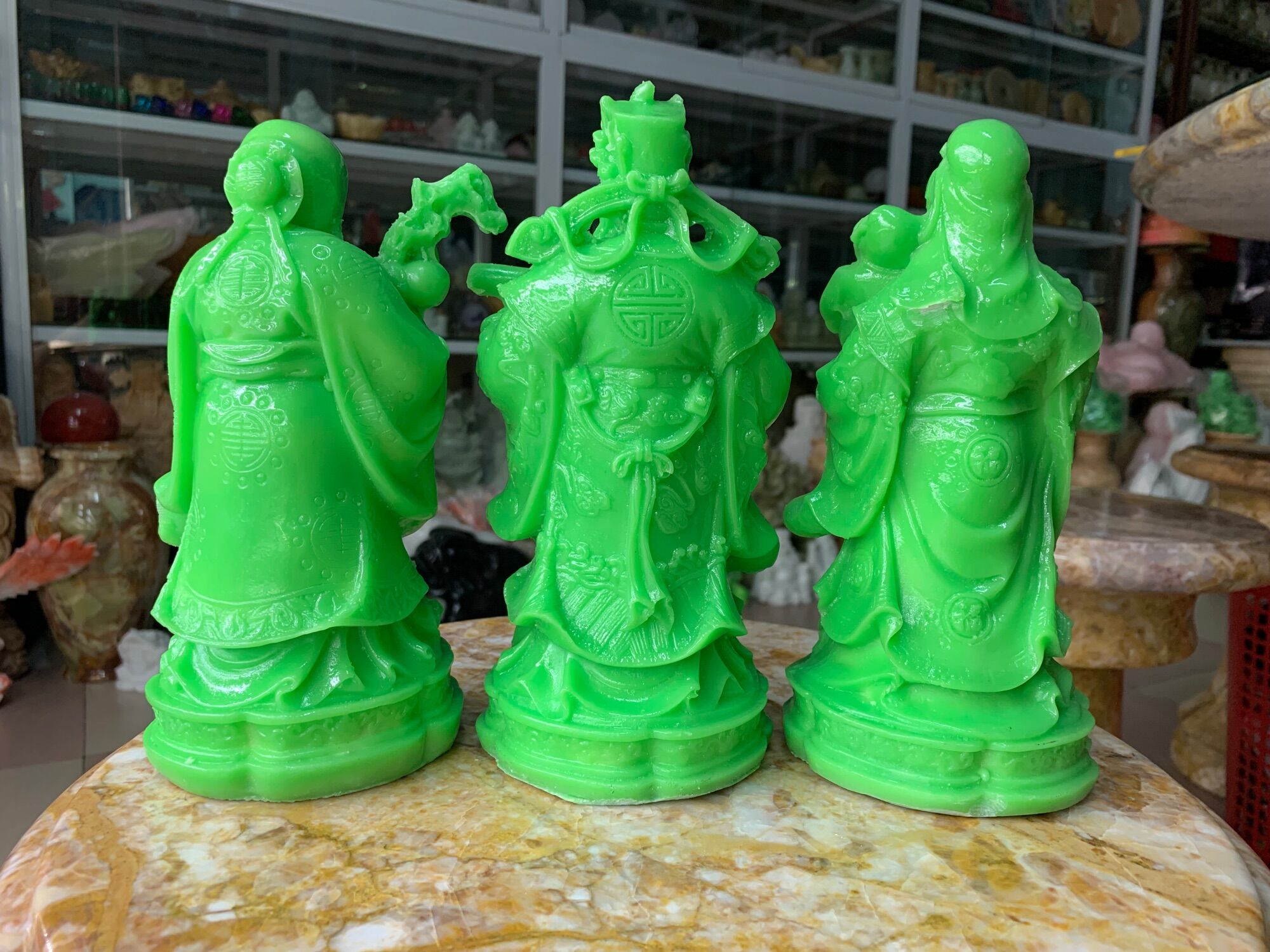 Tượng Tam Đa Phúc Lộc Thọ Đá Đúc 20cm – Quà Tặng Phong Thủy May Mắn, Trang Trí Sang Trọng