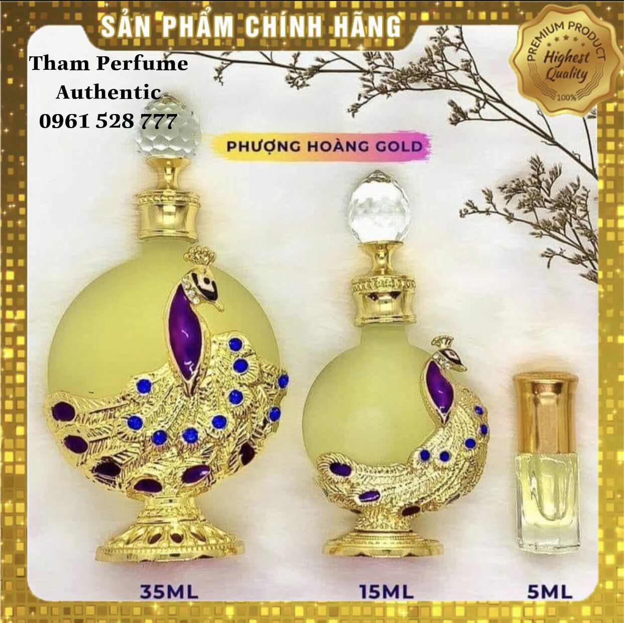 Tinh Dầu Nước Hoa Dubai Phượng Hoàng Gold Mẫu Thử 5Ml Nam Nữ Siêu Thơm Lâu Chính Hãng