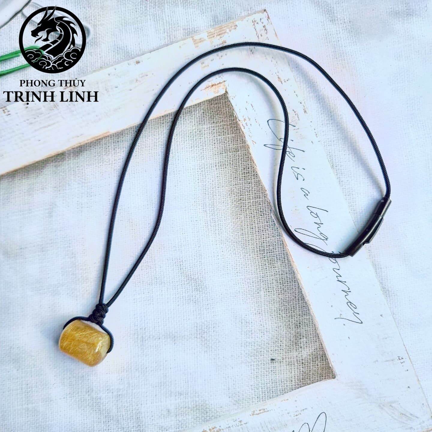 Vòng cổ lu thống thạch anh tóc vàng dây khóa siêu bền