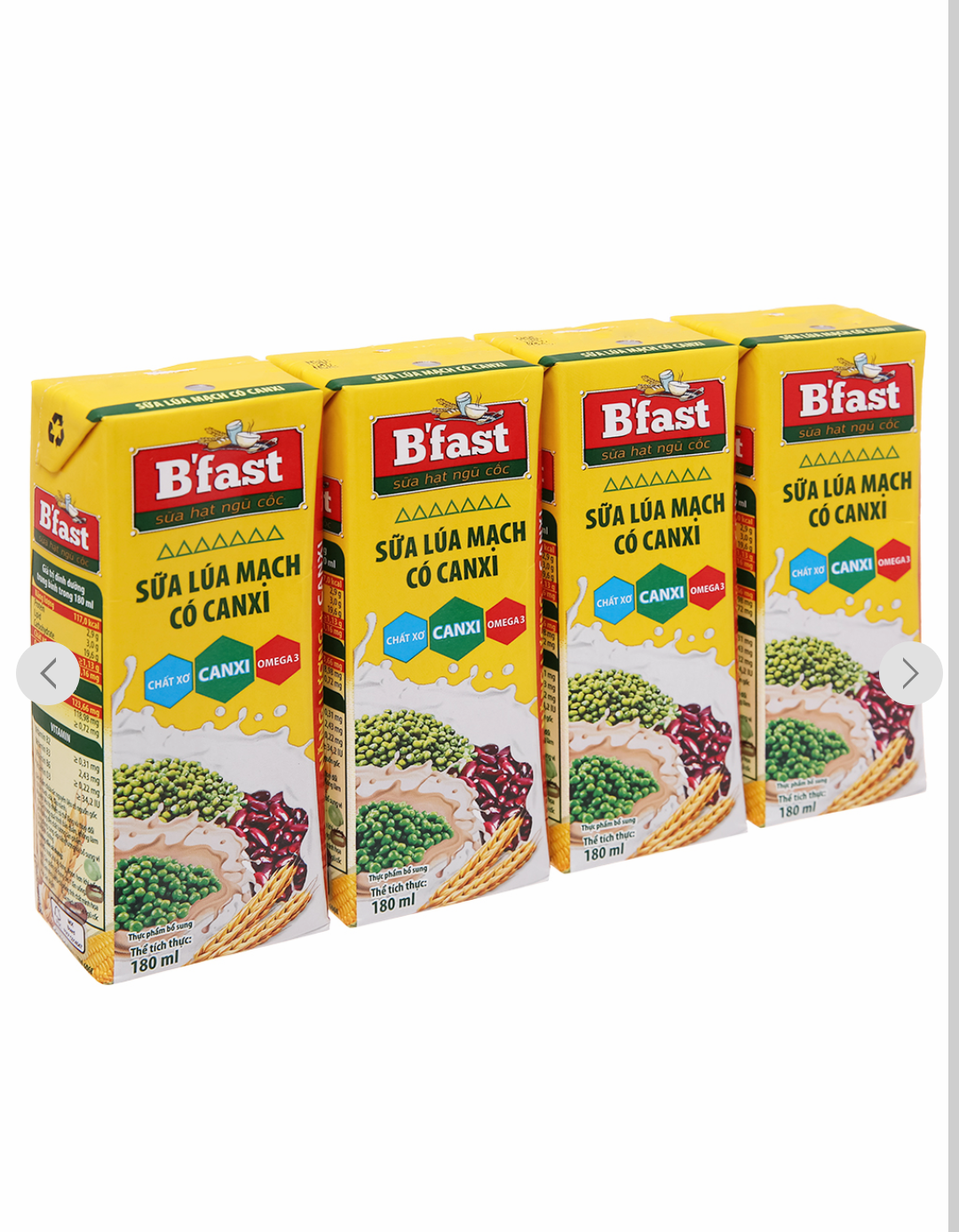 Sữa lúa mạch Bfast thơm ngon bổ dưỡng 1 lốc  4 hộp x 180ml