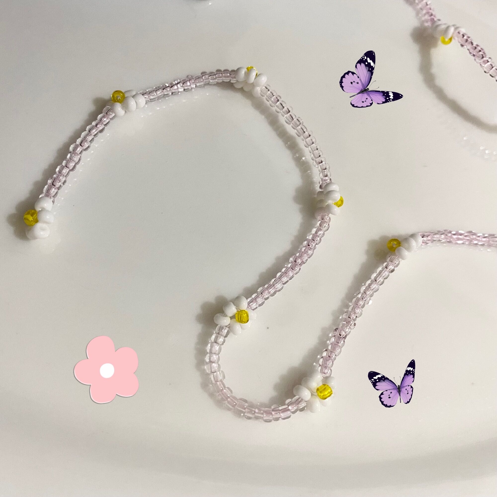 Vòng cổ chocker hạt cườm pha lê hoa cúc xinh xắn