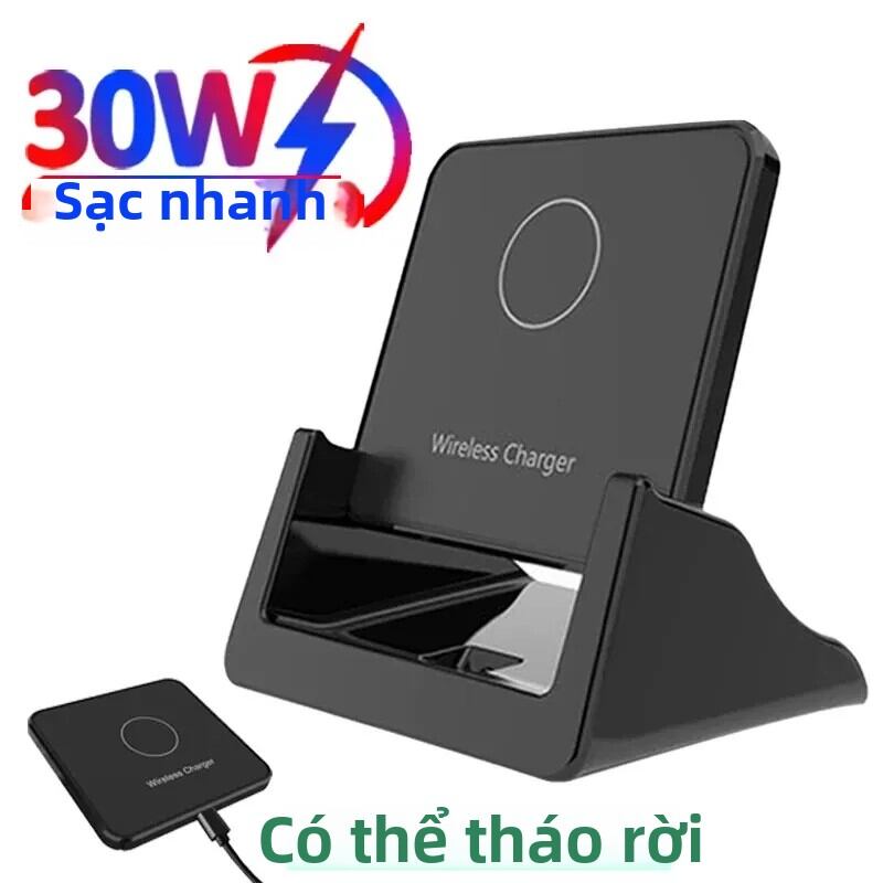  Đế Sạc Không Dây Siêu Mỏng 30W Đế Sạc Nhanh Cho iPhone 15 14 13 12 Samsung Xiaomi - Bộ Sạc Điện Thoại Di Động Để Bàn 