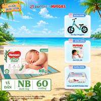 [Chỉ 25-29.06 QUÀ TẶNG ĐƠN 399K](Mua 1 tặng 1)  Tã/Bỉm dán sơ sinh Huggies Platinum NatureMade NB60 (dưới 5kg)-Gói Jumbo 60 miếng