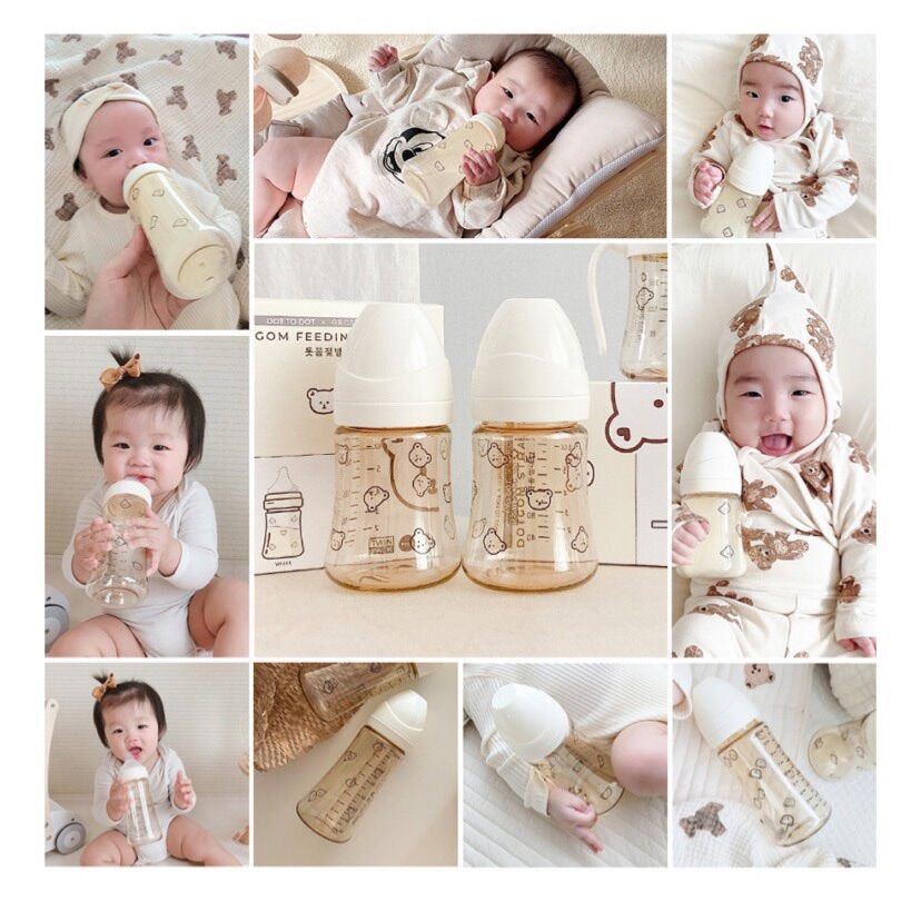 Bình sữa - Bình hút Dot to dot Gấu Hàn Quốc 200ml cho bé