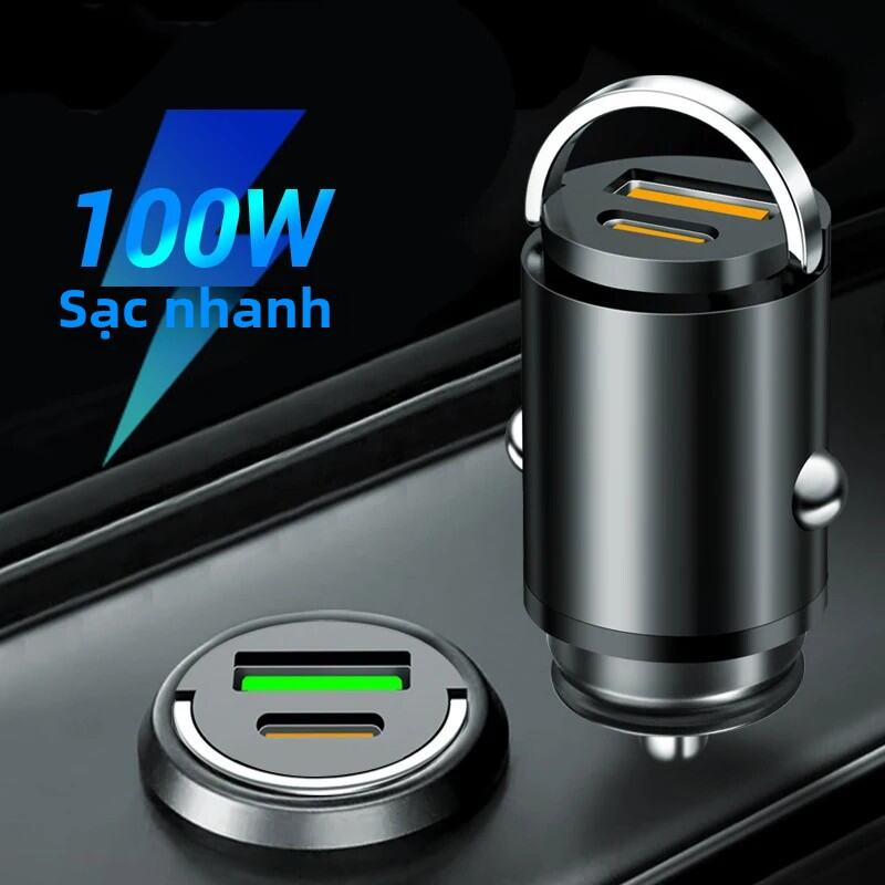 Bộ Sạc Xe Hơi Mini Hai Cổng USB Bộ Sạc Nhanh 2 Cổng Cho iPhone Xiaomi Huawei Samsung - Khe Cắm Bật L
