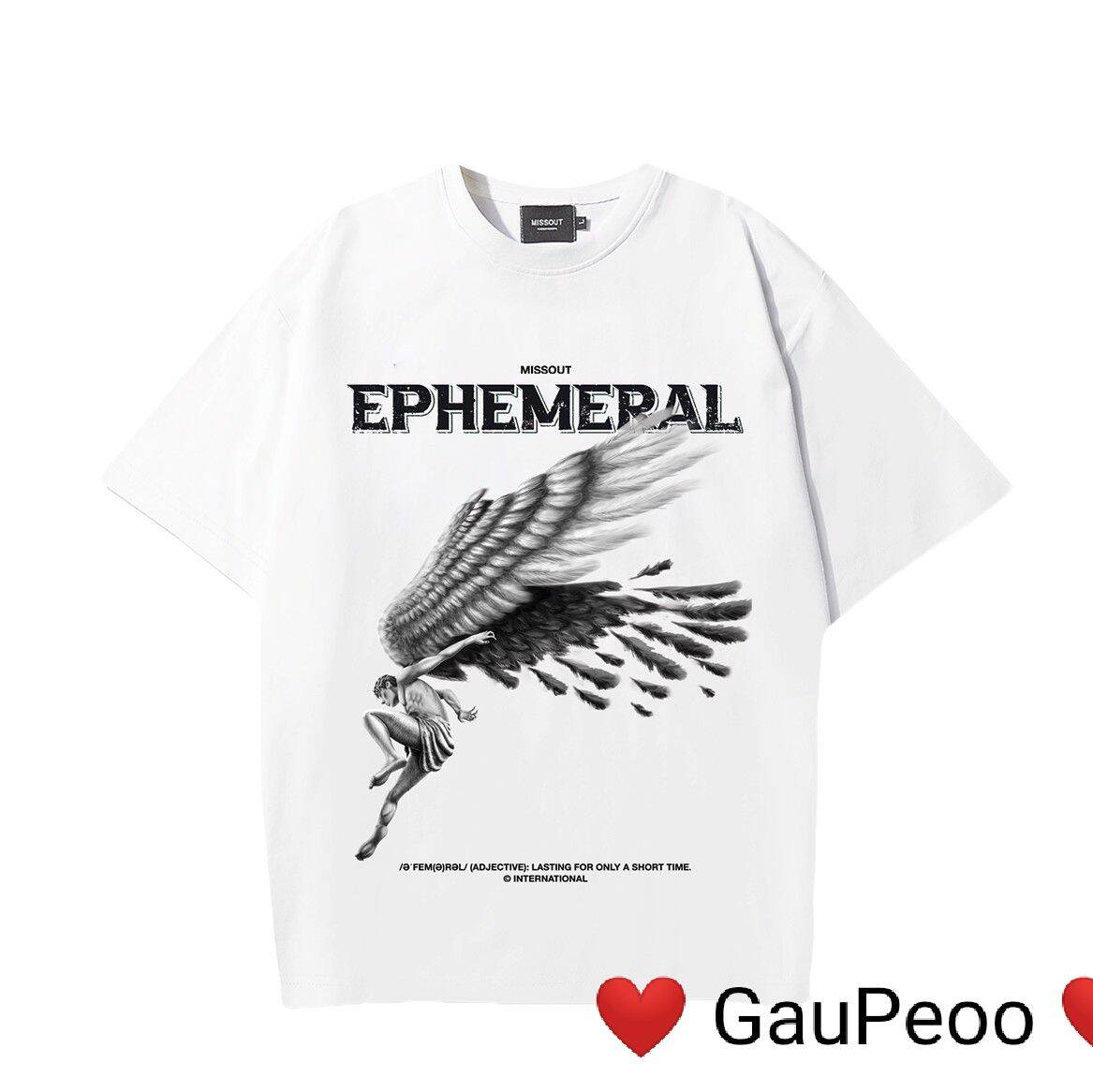 Áo thun unisex missout agel 100% cotton form rộng tay lỡ - gaupeoo