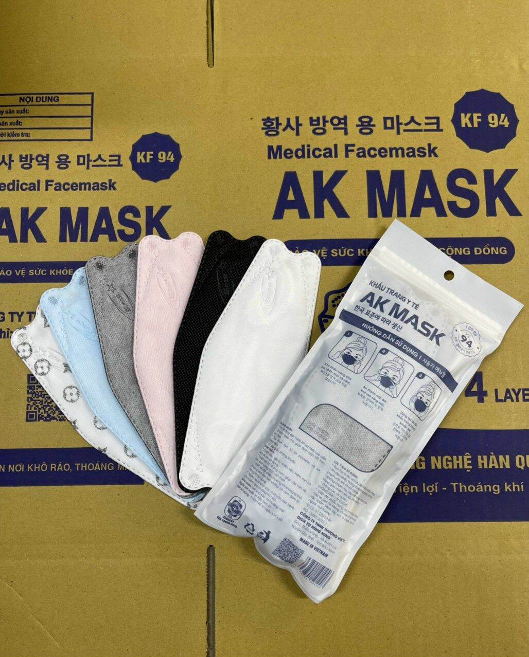 Sỉ thùng khẩu trang tiêu chuẩn Hàn Quốc KF94 An Khánh AK Mask, Duy Ngọc