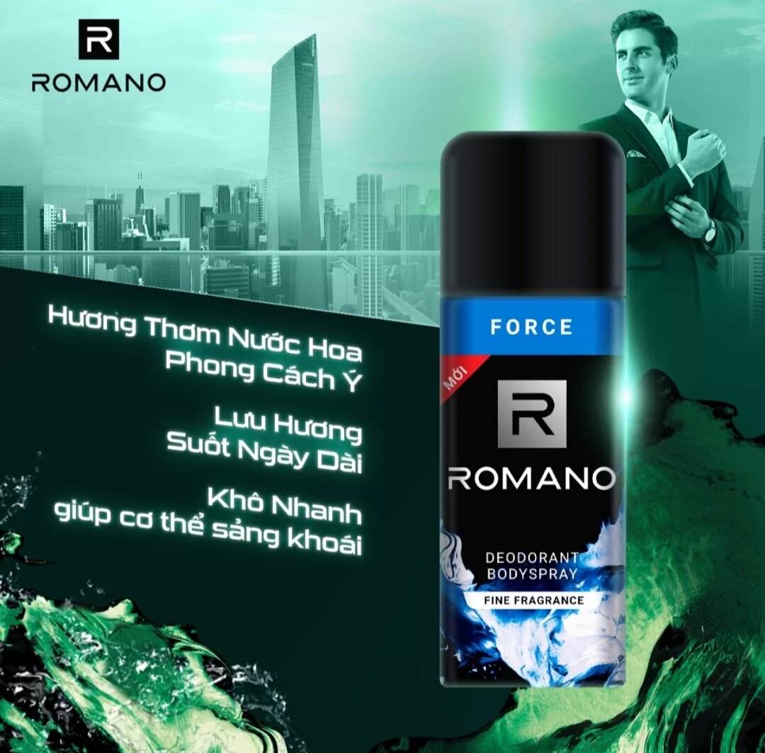 Xịt khử mùi toàn thân Romano Force 150ml