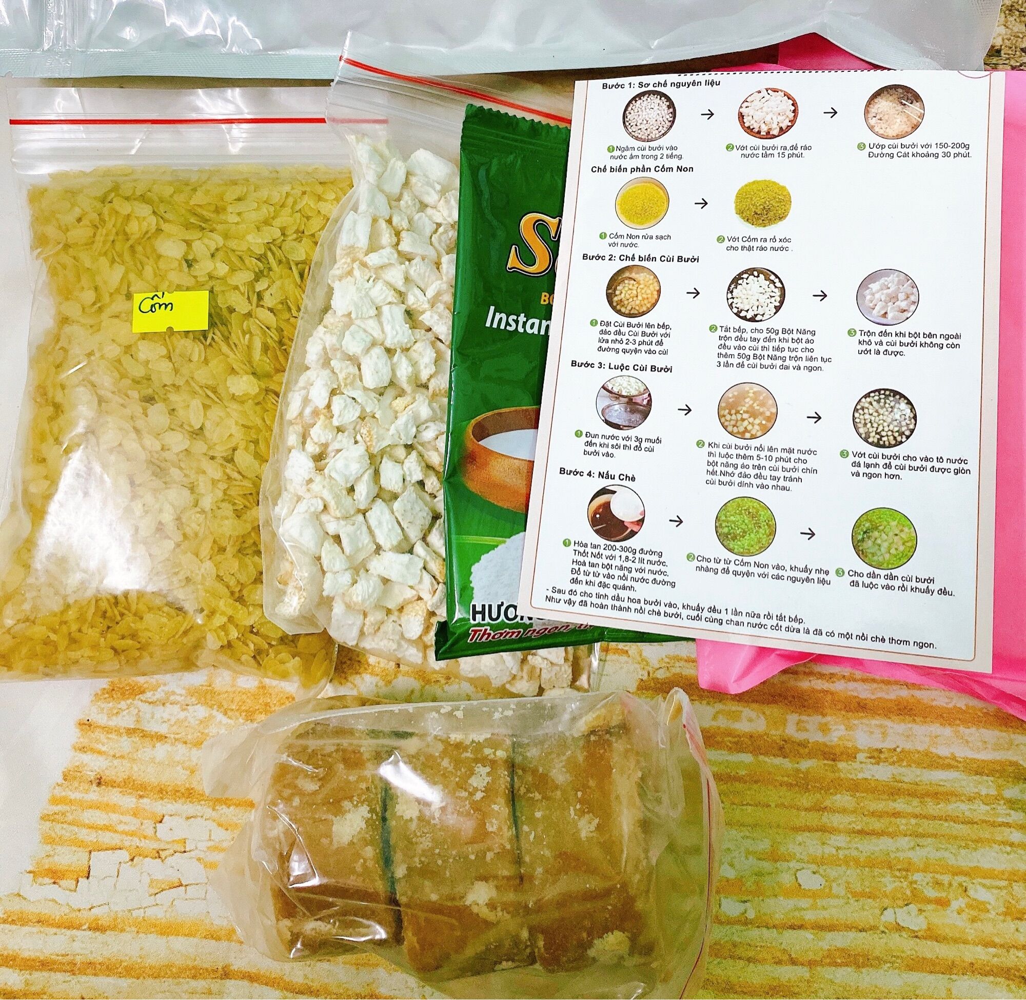 Set nguyên liệu CHÈ BƯỞI CỐM NON 40-50ly