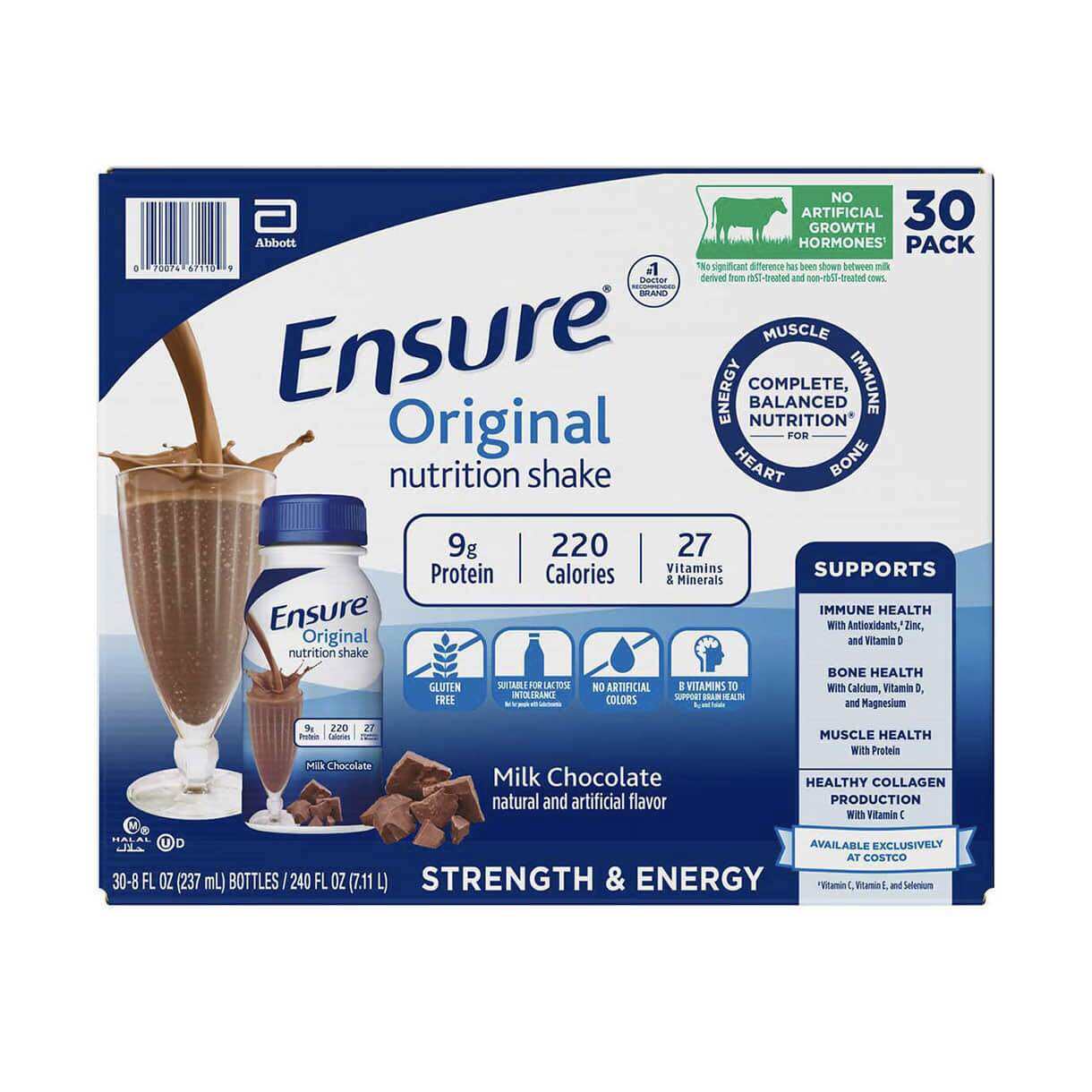 Sữa nước hương socola Ensure Original Nutritional Shake Milk Chocolate của Abbott Mỹ mỗi chai 237ml thùng 30 chai