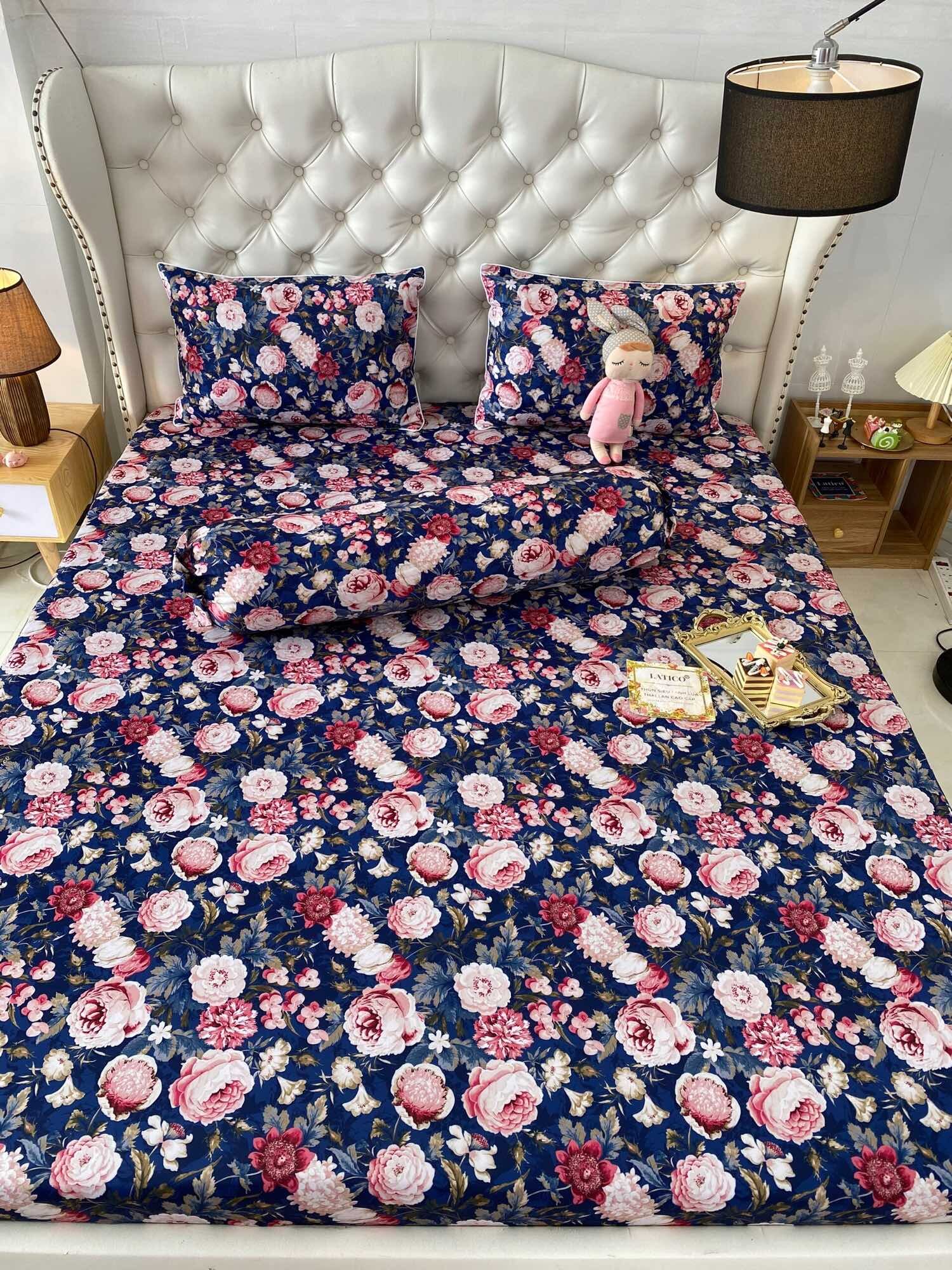 Bộ 4 món drap/ga áo gối THUN LỤA SIÊU LẠNH THÁI LATICO