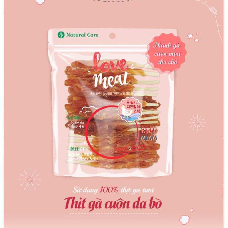 Snack Cho Chó Thịt Vịt/Gà Cuộn Da Bò Natural Core 160g