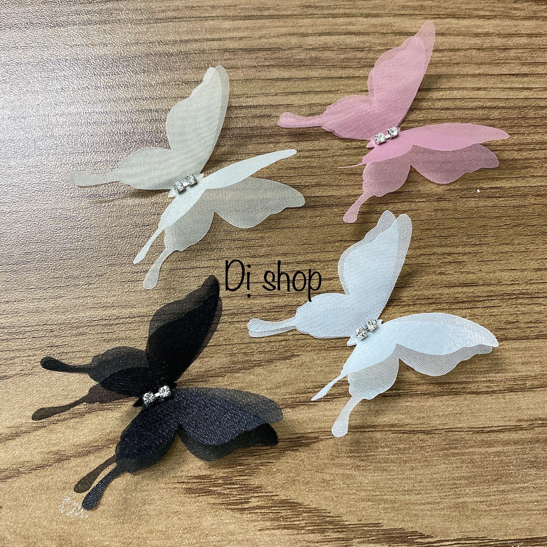 Sét 5 bướm trang trí đính đá siêu dễ thương size 4.5x5cm