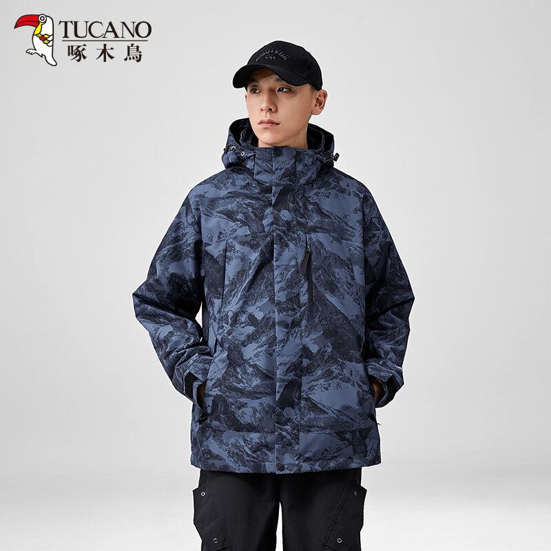 Áo Khoác Mưa Unisex Tucano Woodpecker Outdoor Climbing Skiing Detachable Two-Piece Set Áo Khoác Mưa Chống Gió Thoáng Khí Mùa Đông