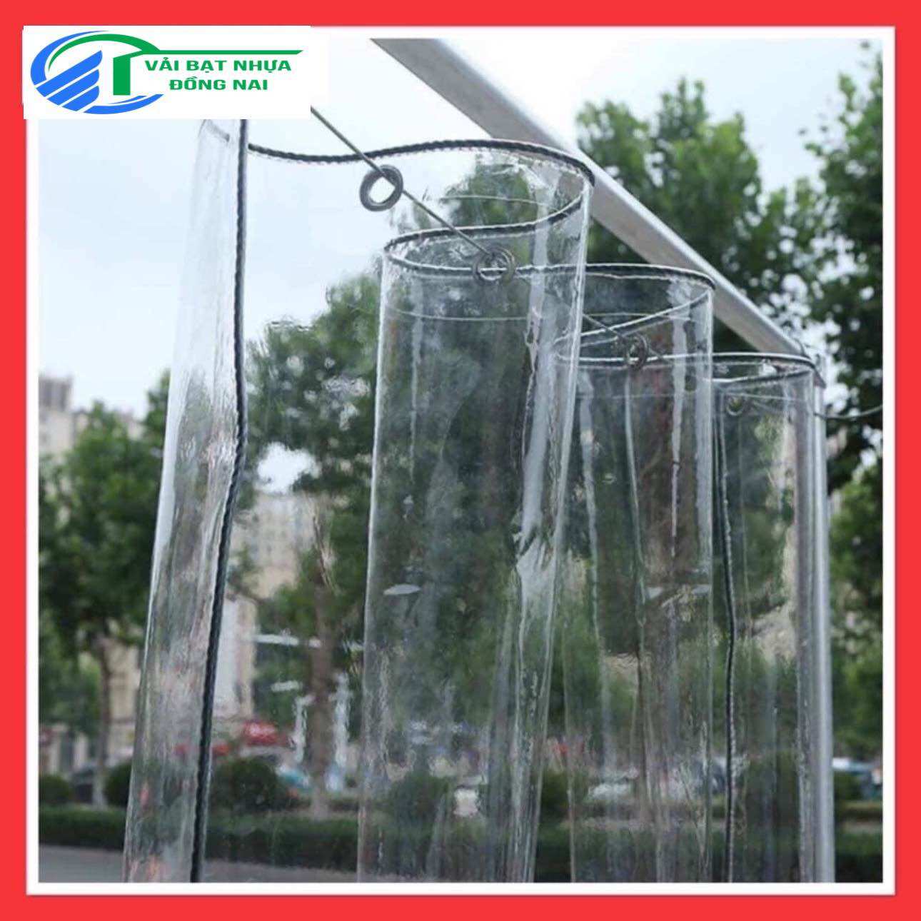 Rèm nhựa PVC trong suốt dày đẹp - đã may viền đóng khoen xung quanh