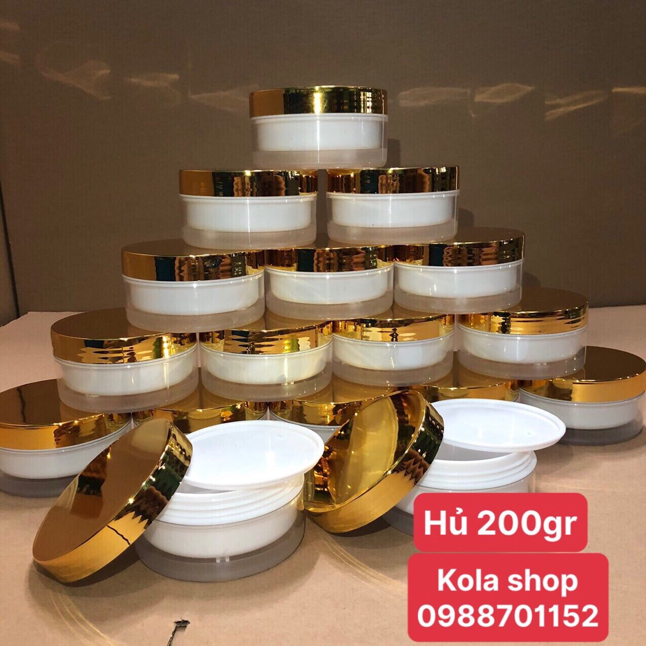 10 hủ kiếng k200g nắp si vàng cao cấp