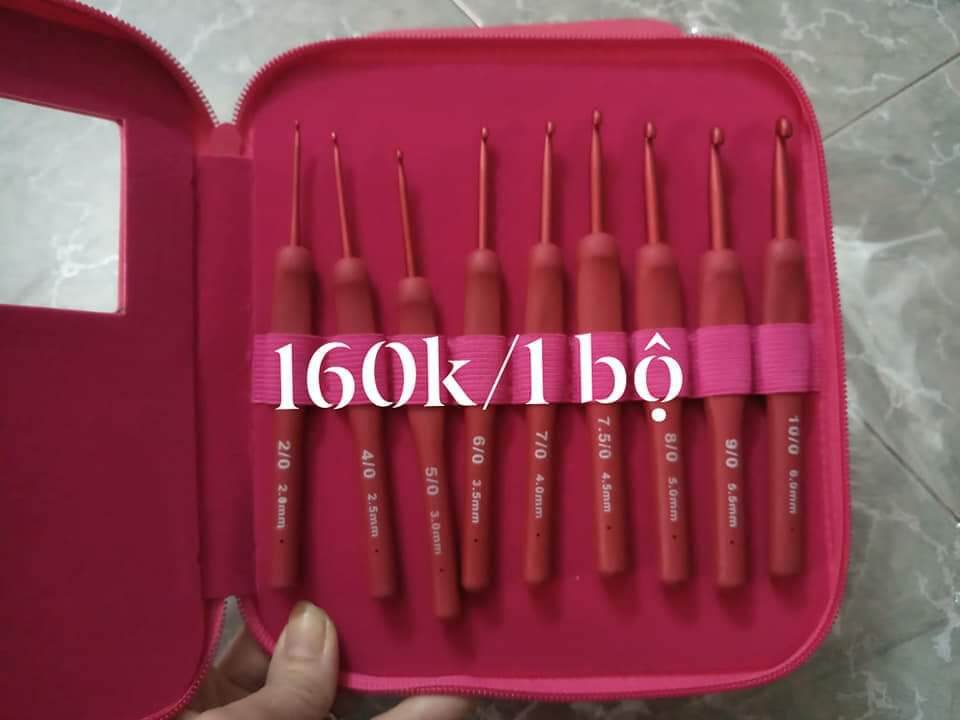 bộ kim móc giả tulip đỏ 9 size