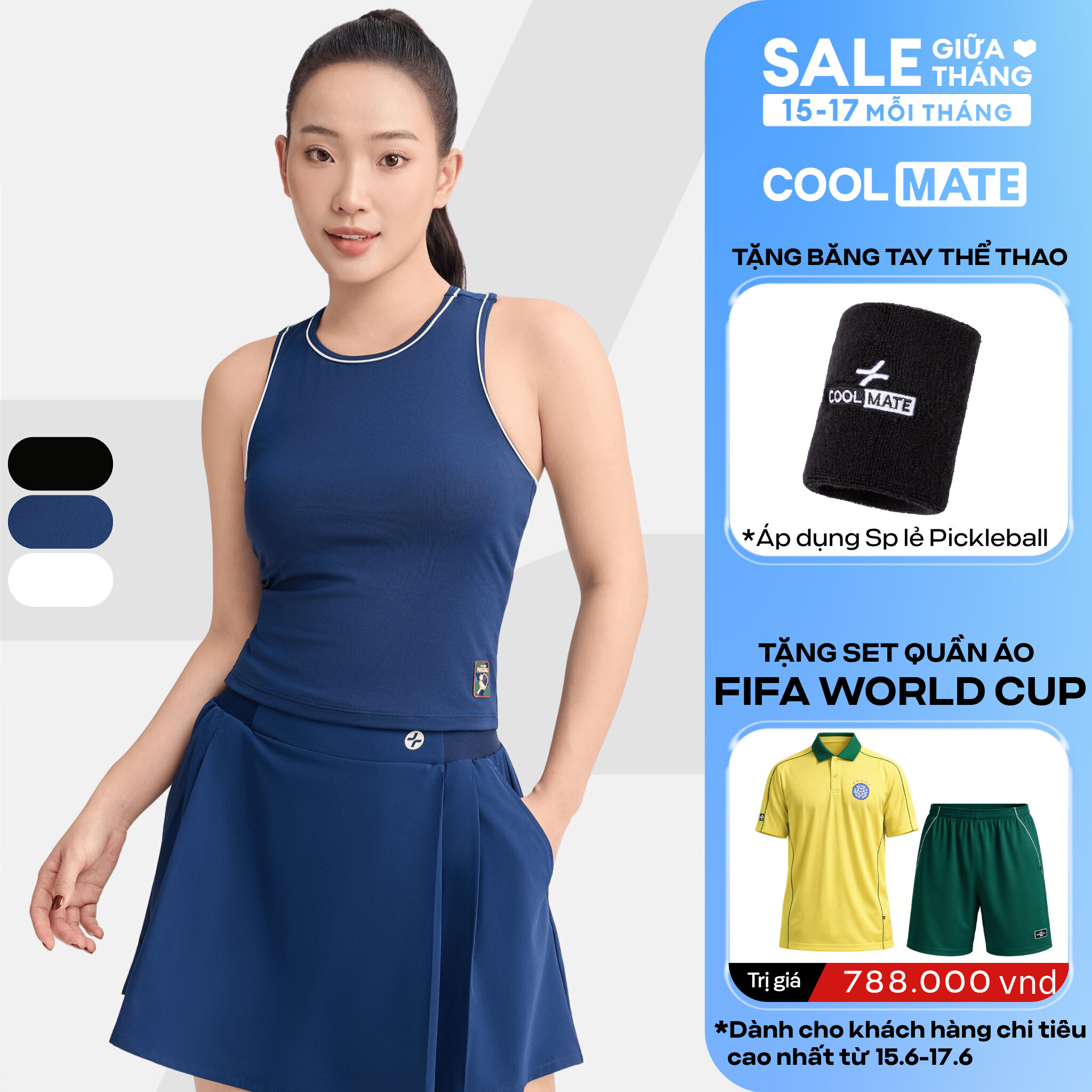 [TẶNG BĂNG TAY]Áo thể thao Tanktop nữ Pickleball Driveshot Essentials (có đệm mút) thấm hút, nhanh khô, co giãn - Coolmate Women