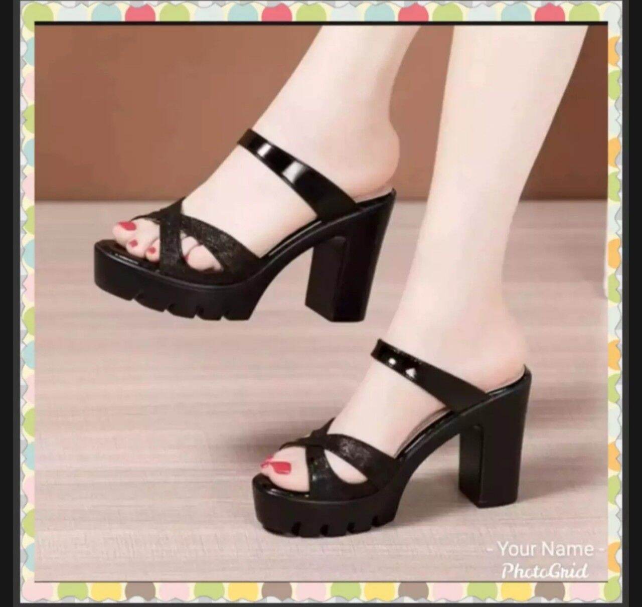 Dép cao gót đế răng cưa 9f