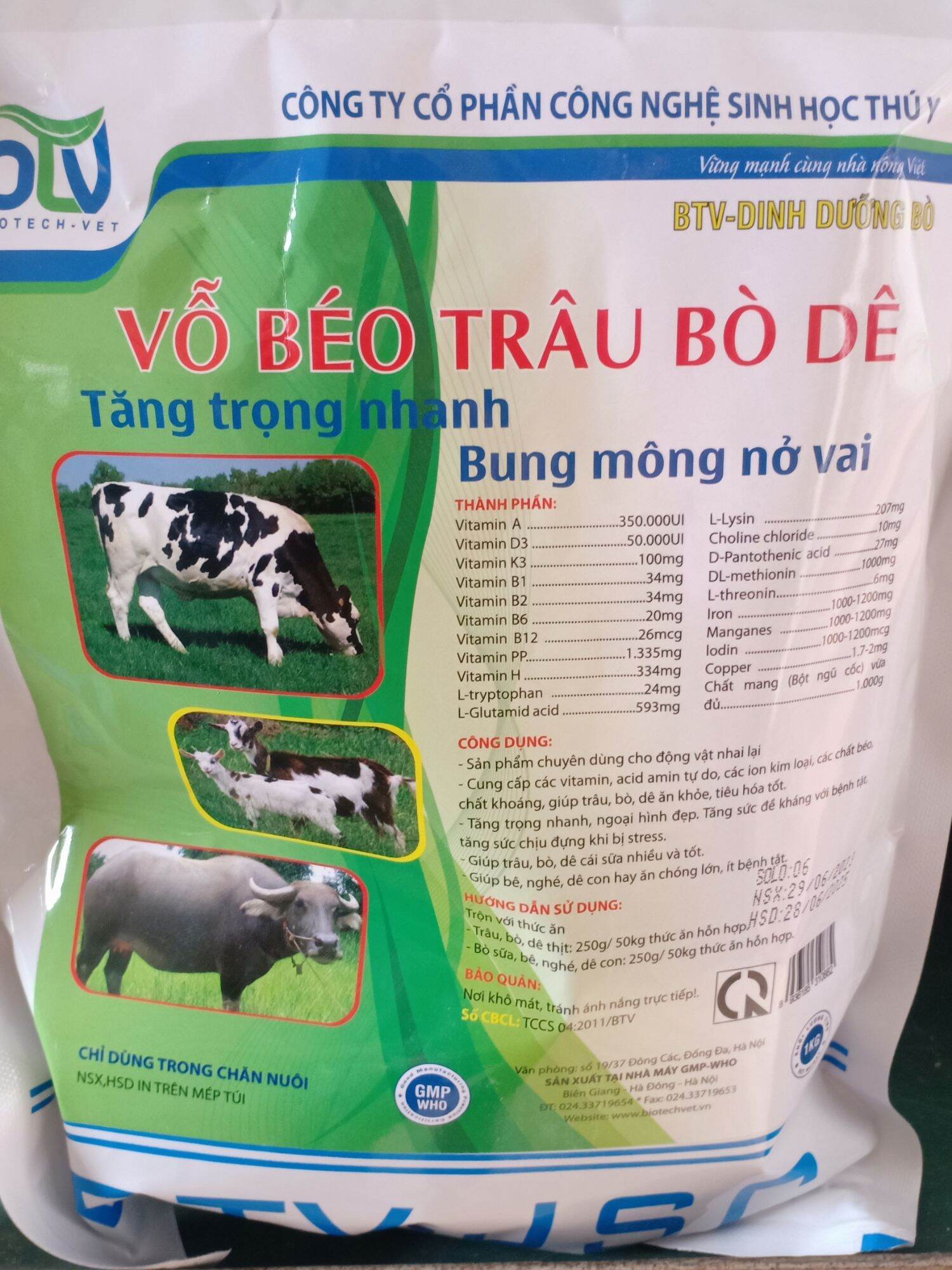 Vỗ béo trâu bò 1 gói 1kg dạng bột