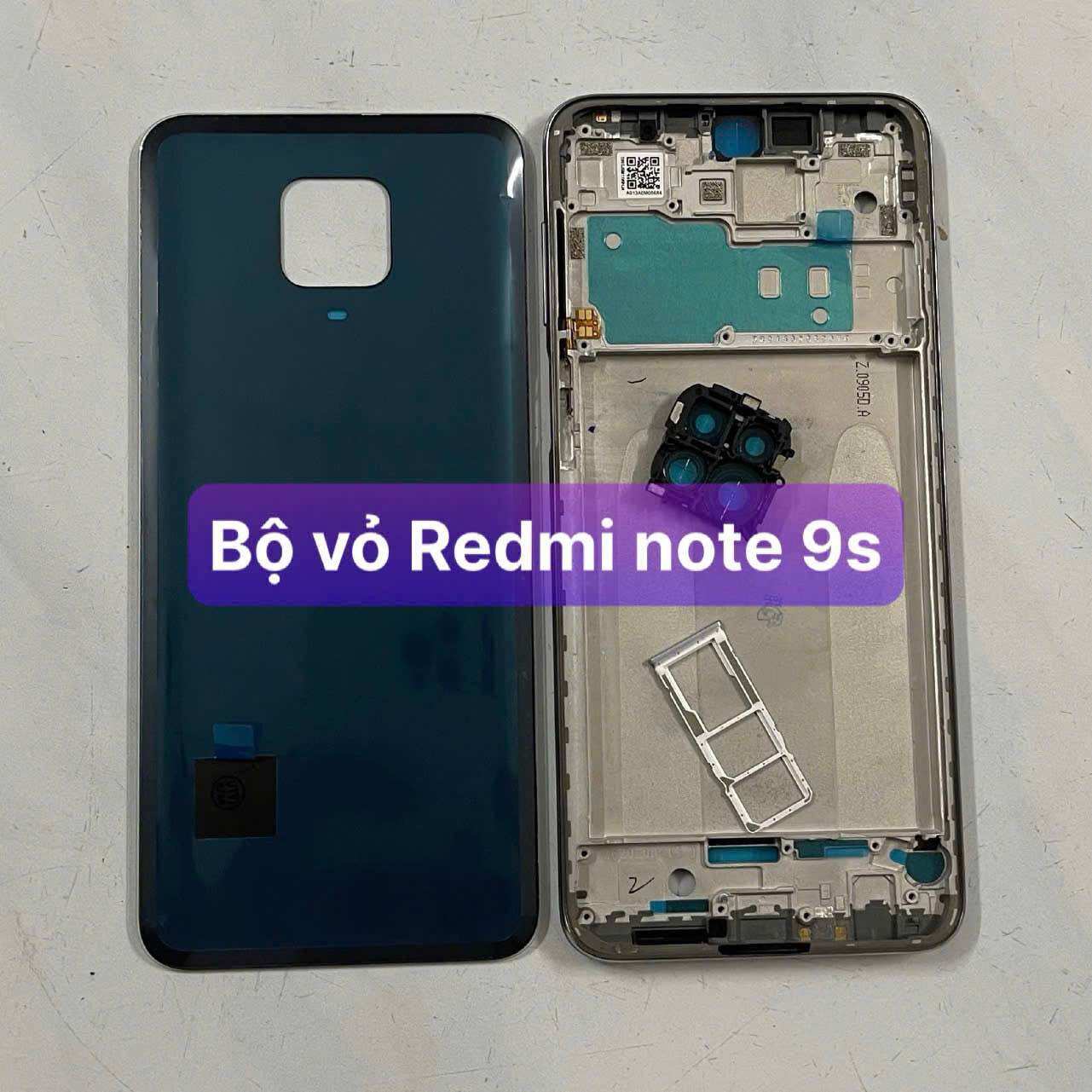 bộ vỏ xương Redmi note 9s ,kèm khay sim,phím,kính camera