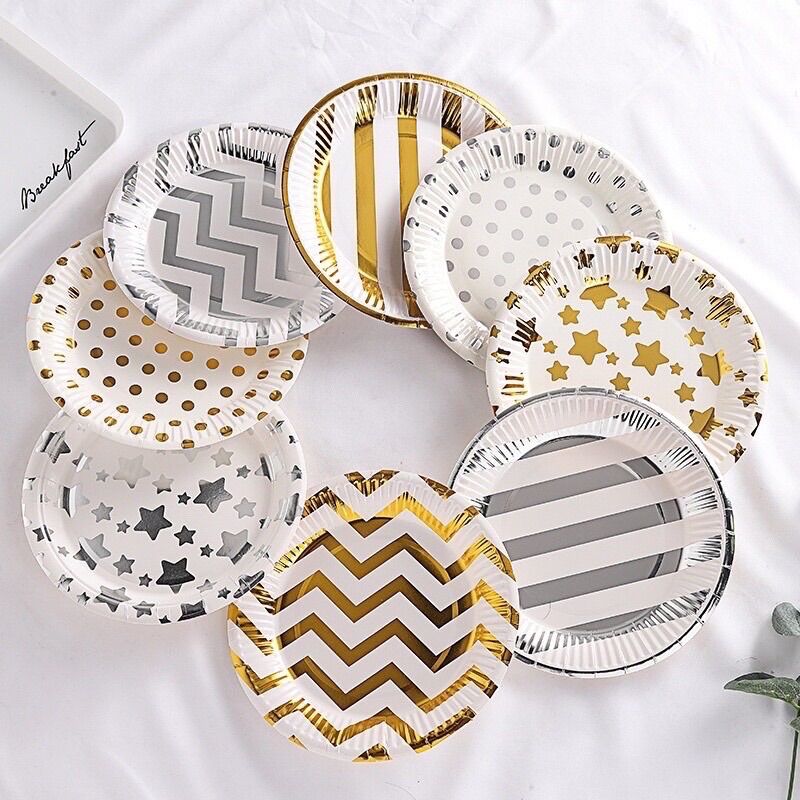 Set 10 đĩa giấy Happy Birthday trang trí sinh nhật