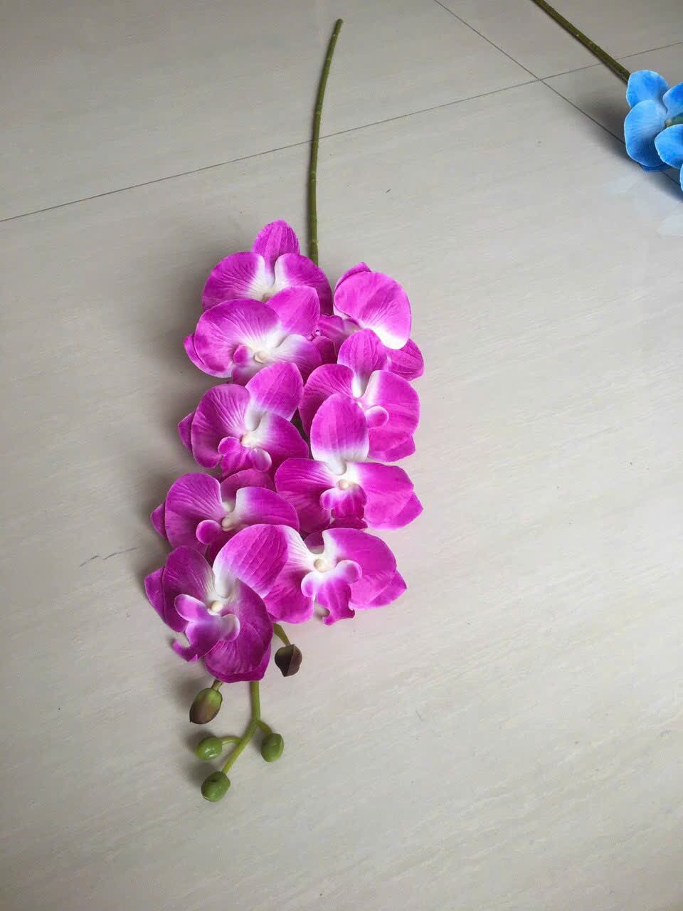 Cành Lan Hồ Điệp 9 bông _ Hoa Vải lụa cao cấp