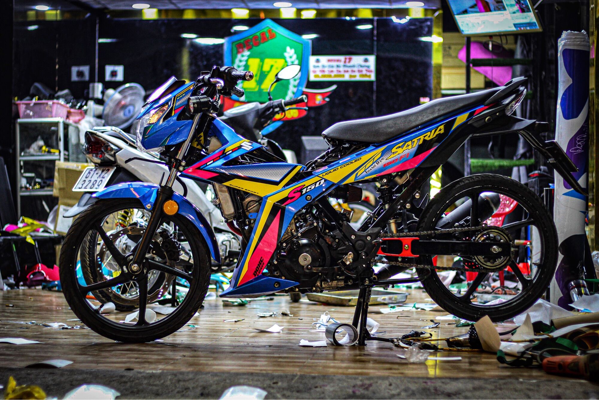Tem rời satria tem chế xanh candy