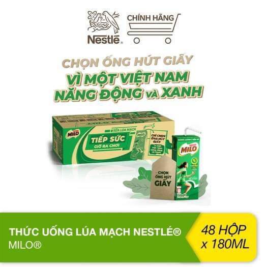 Thùng 48 hộp sữa milo 180ml có đường