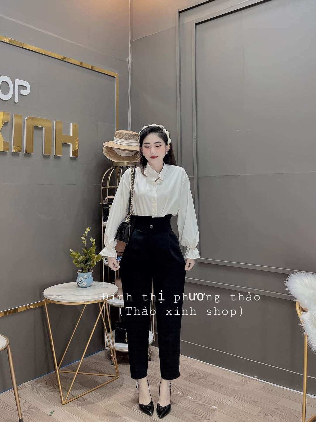 Quần Baggy Nữ Cạp Bèo Lưng Cao