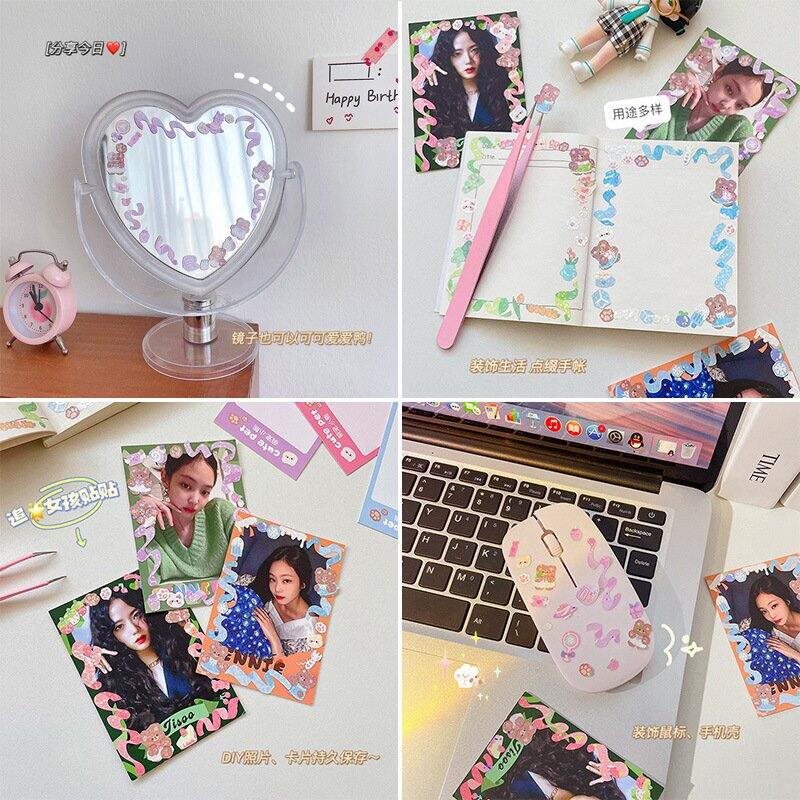Tấm sticker thỏ ruy băng lấp lánh trang trí toploader