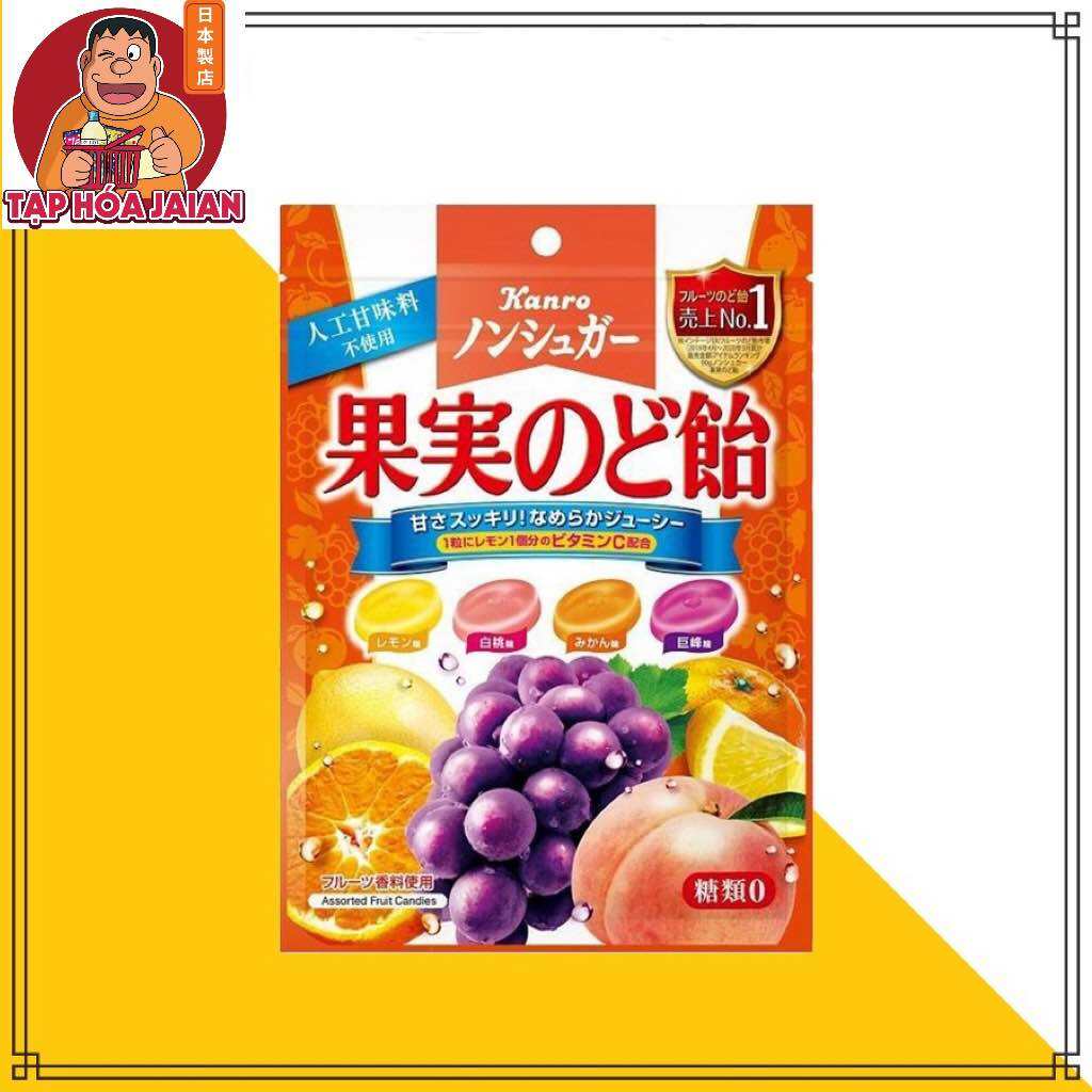 Kẹo Trái Cây Kanro 4 Vị Hoa Quả Không Đường (Gói 90 Gr) Nhật Bản