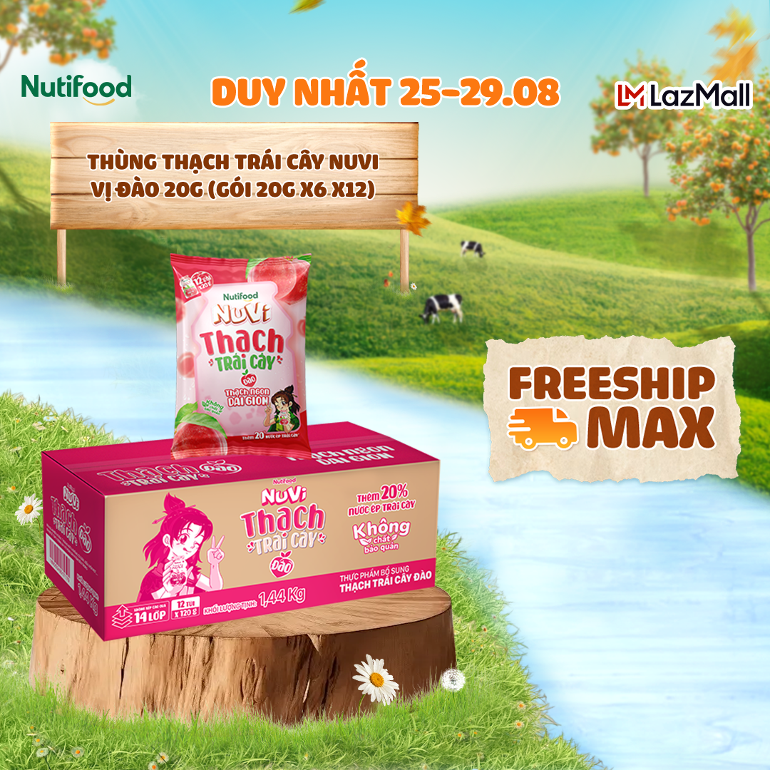 Thùng thạch trái cây nuvi vị đào 20g -