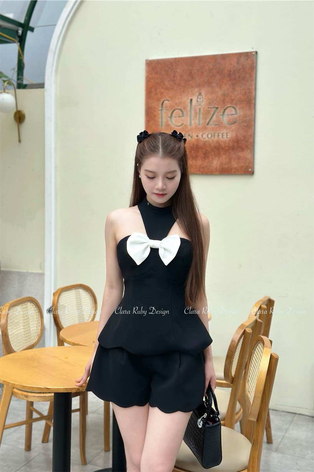 Top - áo cổ yếm thắt nơ - CLARA RUBY