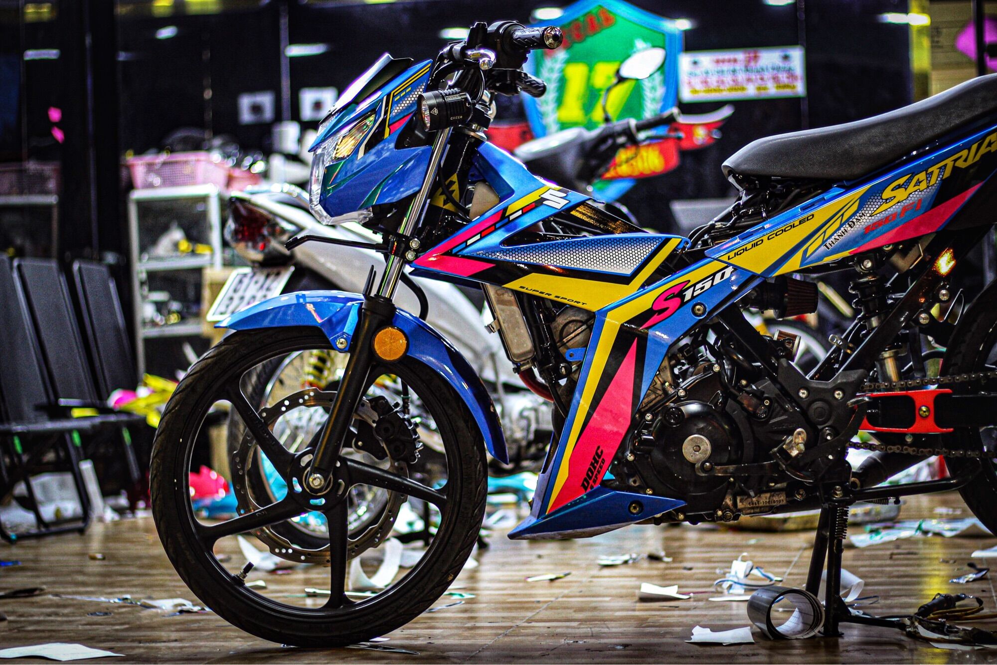 Tem rời satria tem chế xanh candy