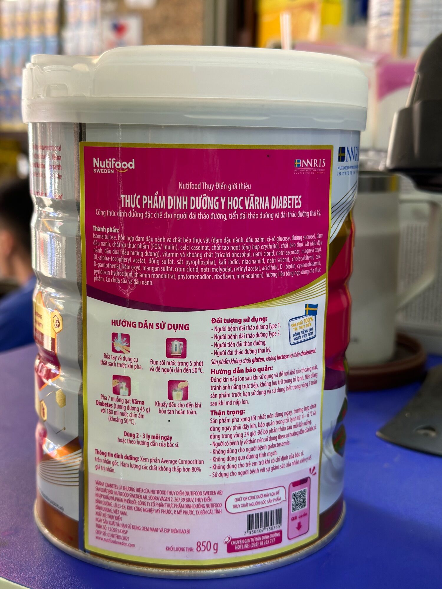 Sữa bột Varna Diabetes 850gr (Dành cho người tiểu đường)