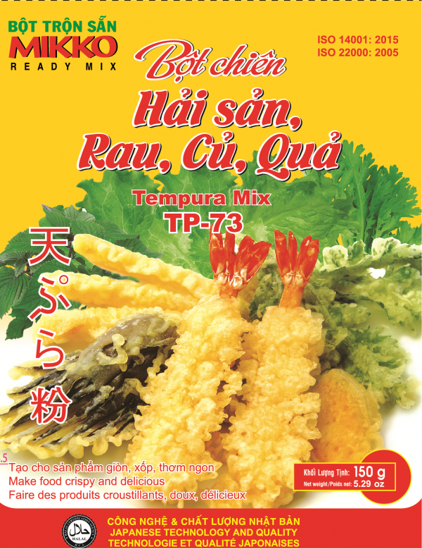 Combo 2 gói Bột chiên hải sản, rau, củ, quả Mikko Giòn Rụm Ít Hút Dầu gói 150g