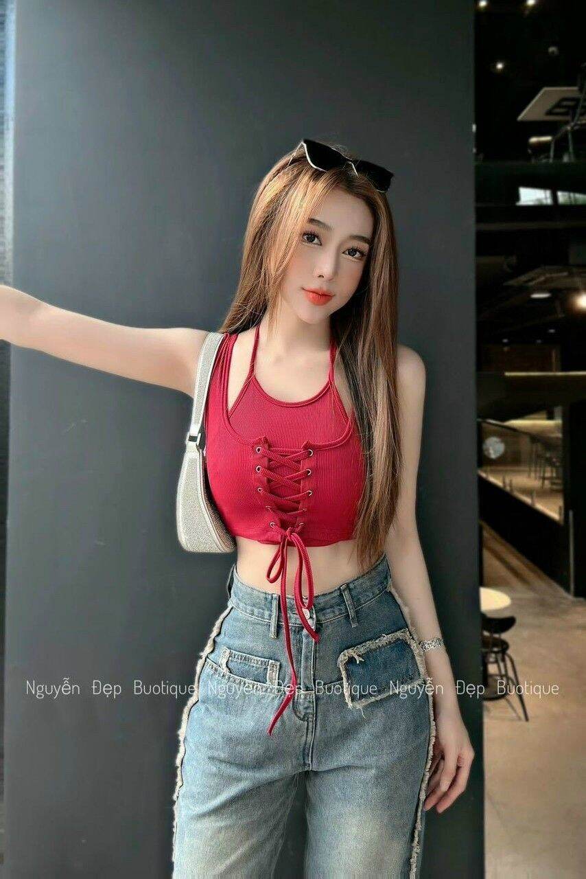 ( HCM) Áo kiểu dây đan trước ngực hàng đẹp
