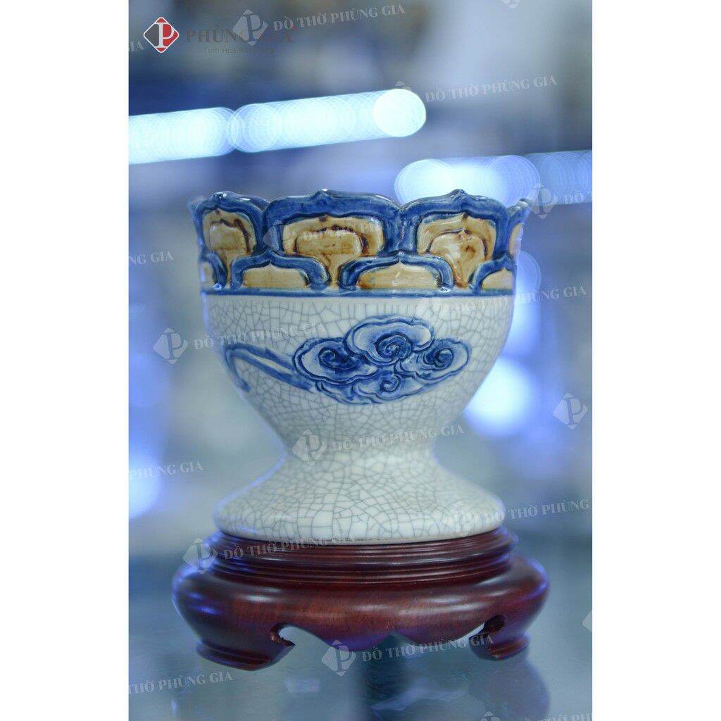 Ly đựng quả phật thủ men rạn giả cổ
