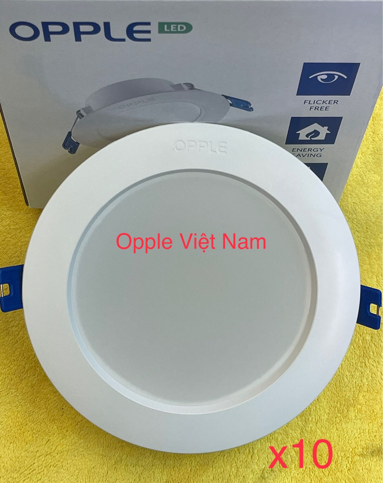 Combo 10 bộ đèn led âm trần 9w opple. khoét lổ phi 110-125mm ánh sáng 3000/4000/6500k. opple.