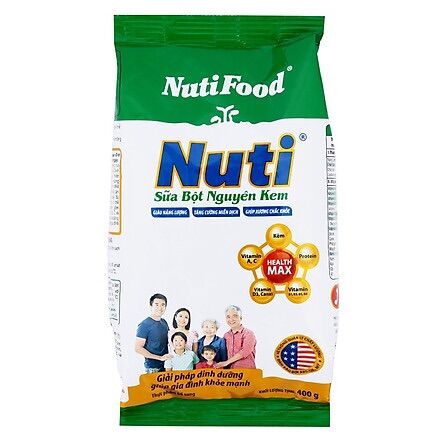 [HCM]Sữa bột Nuti Nguyên kem bịch 400g, date mới
