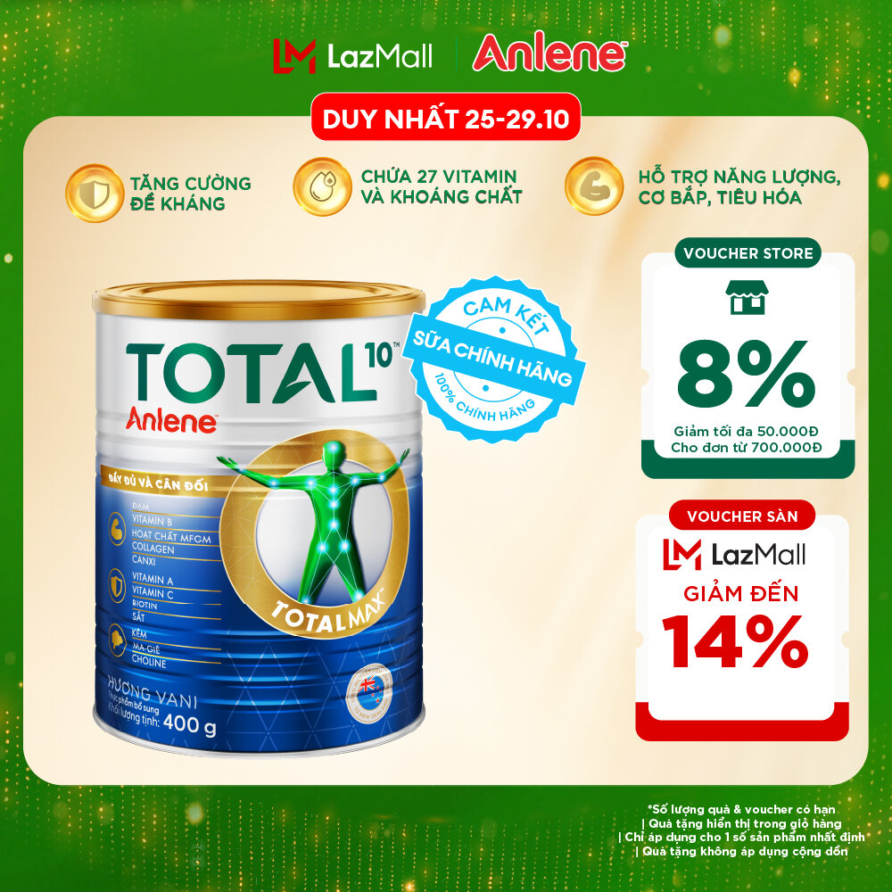[Voucher giảm đến 26%]Sữa Bột Bổ Sung Dinh Dưỡng Anlene Total 10 Lon 400G