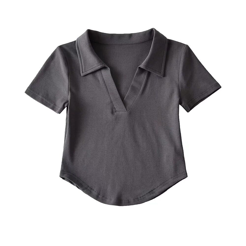 Áo thun cotton cổ bẻ , áo crotop cổ trụ
