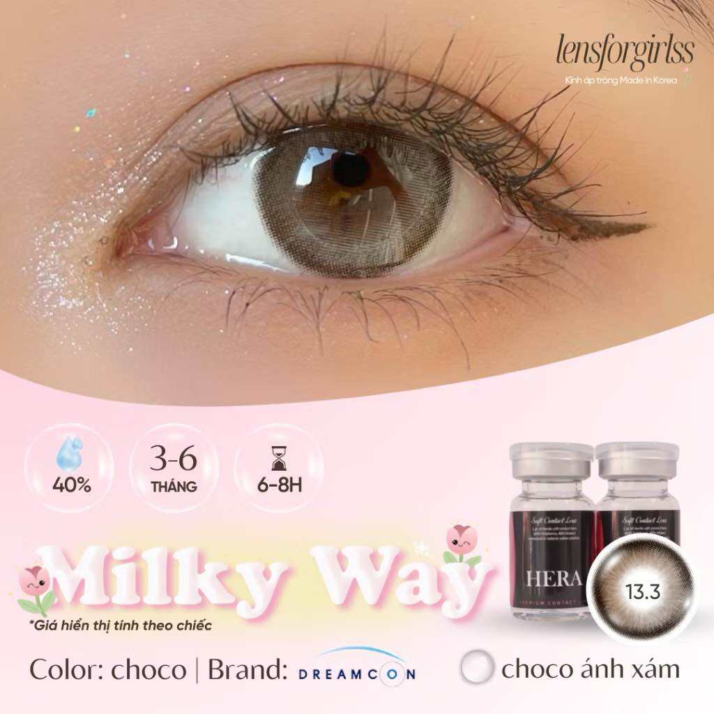Kính áp tròng MILKY WAY CHOCO ánh xám sữa trong trẻo Made in Korea | HSD 3-6 tháng | Lens cận | LENS