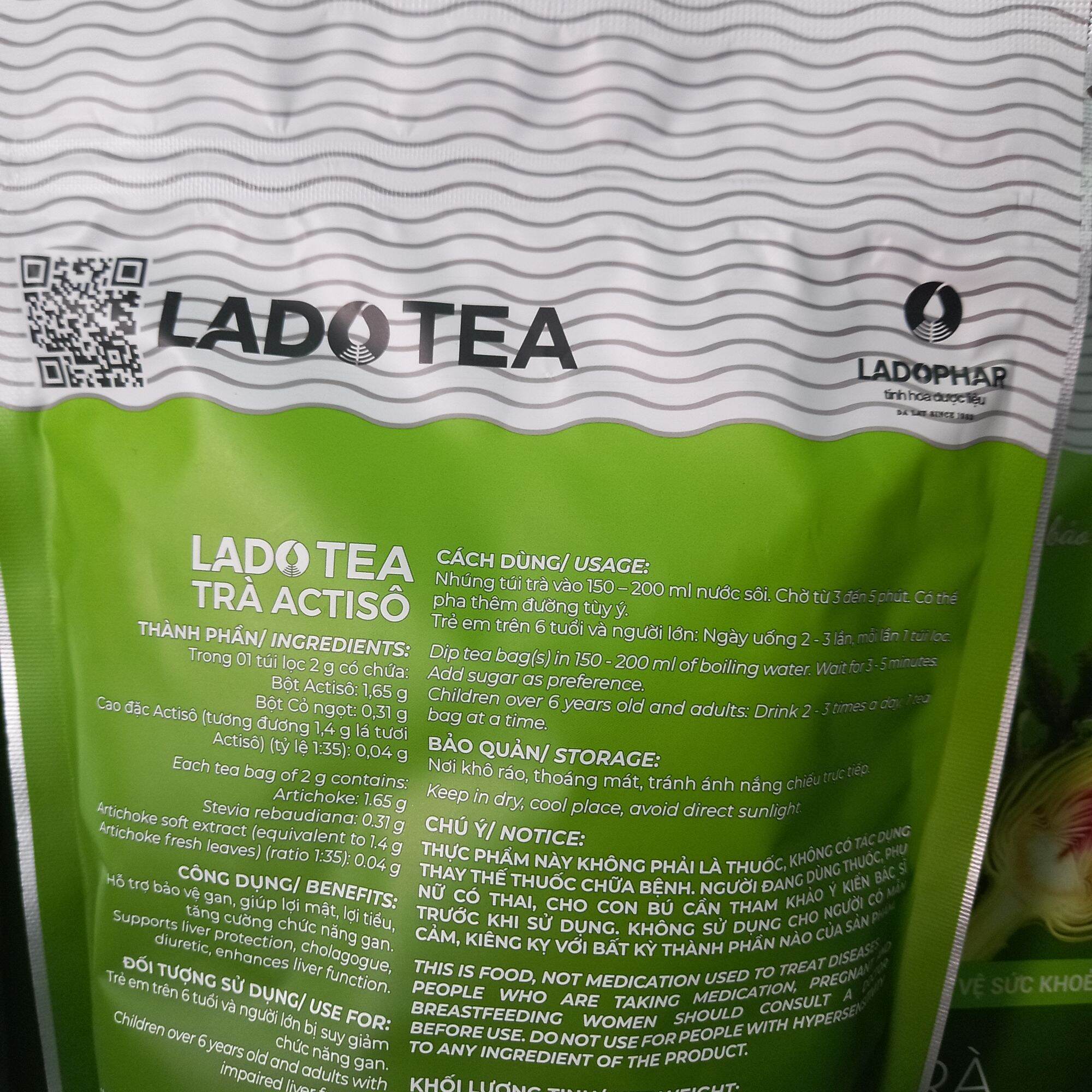 Trà Atiso Ladophar 100 túi lọc ( Bộ 2 gói ) - Actiso Đà Lạt Maximas
